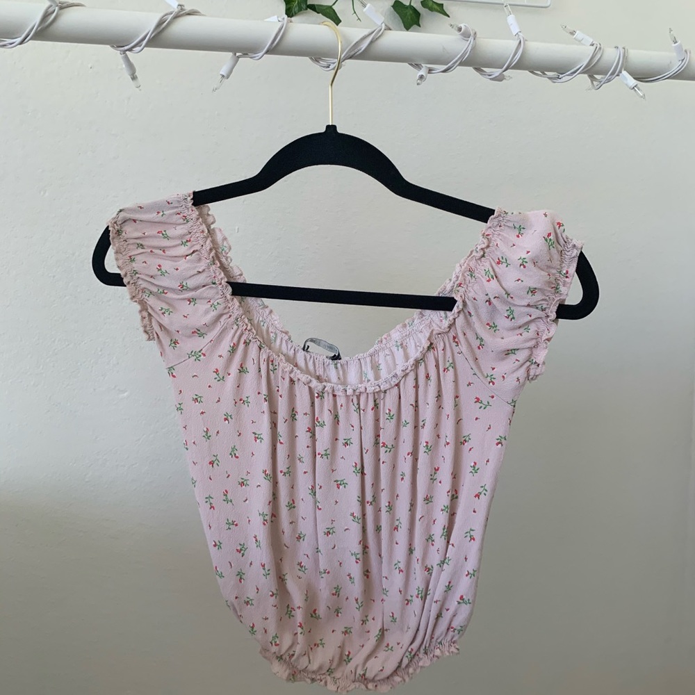 Brandy Melville Ruched Floral Top